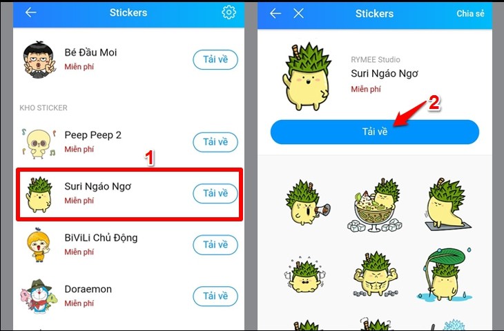 cách tải sticker trên zalo về điện thoại